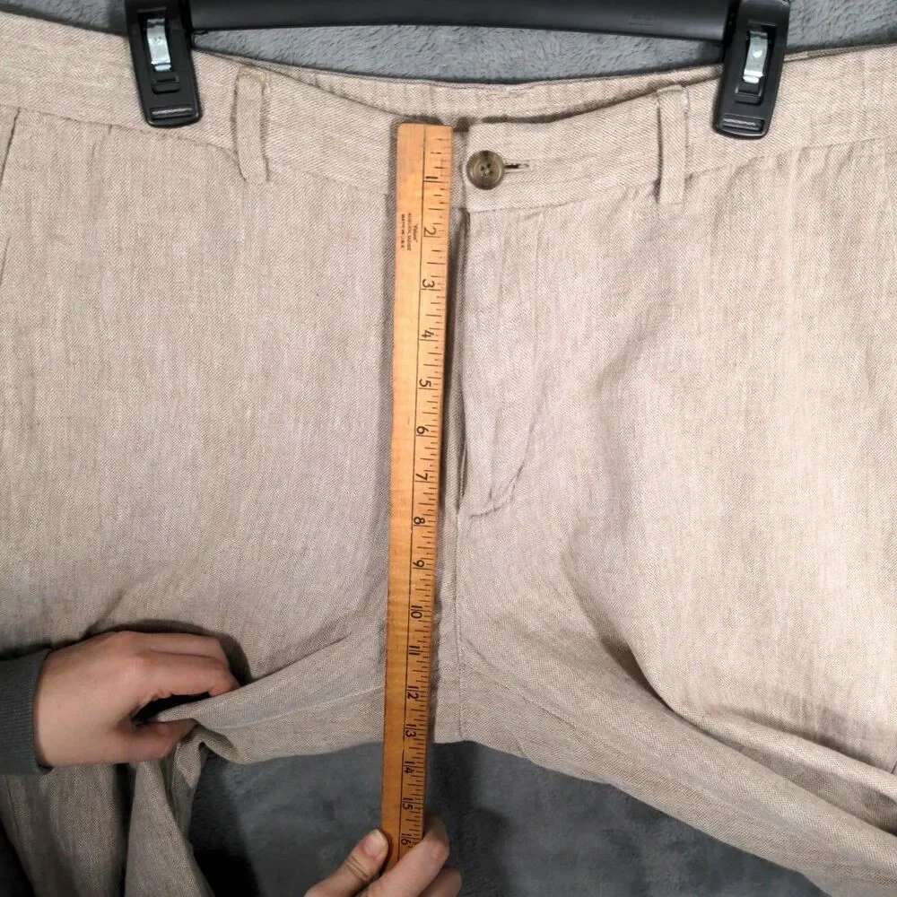 Banana Republic Linen Blend Pants Size 38x32 Athletic Fit Khaki Old Money